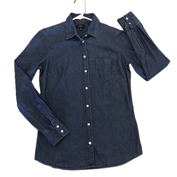 J. Crew Button Up Chambray Shirt 100% Cotton - Picture 1 of 16